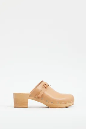 Beige Leather Clog