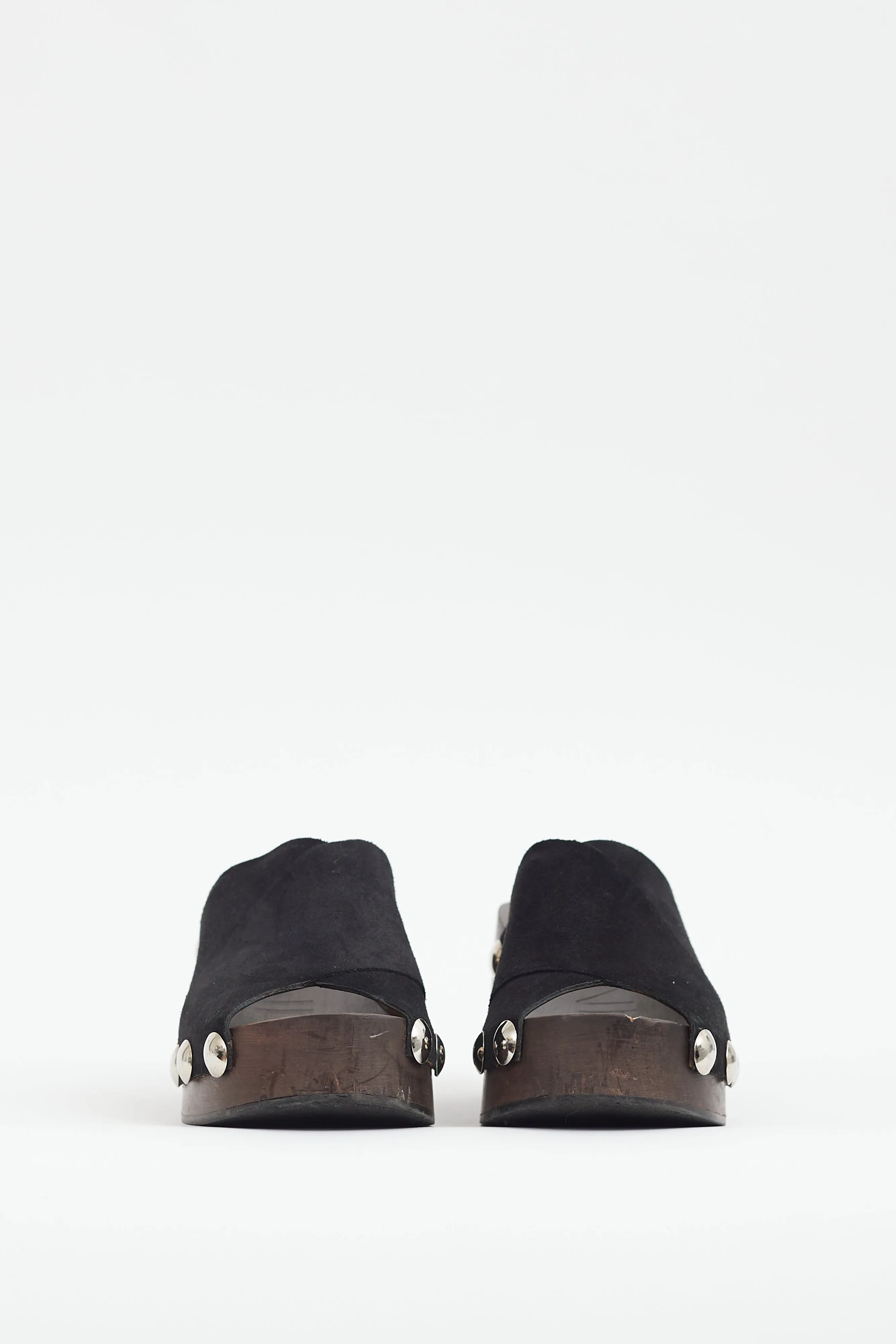 Black Suede Platform Studded Mule