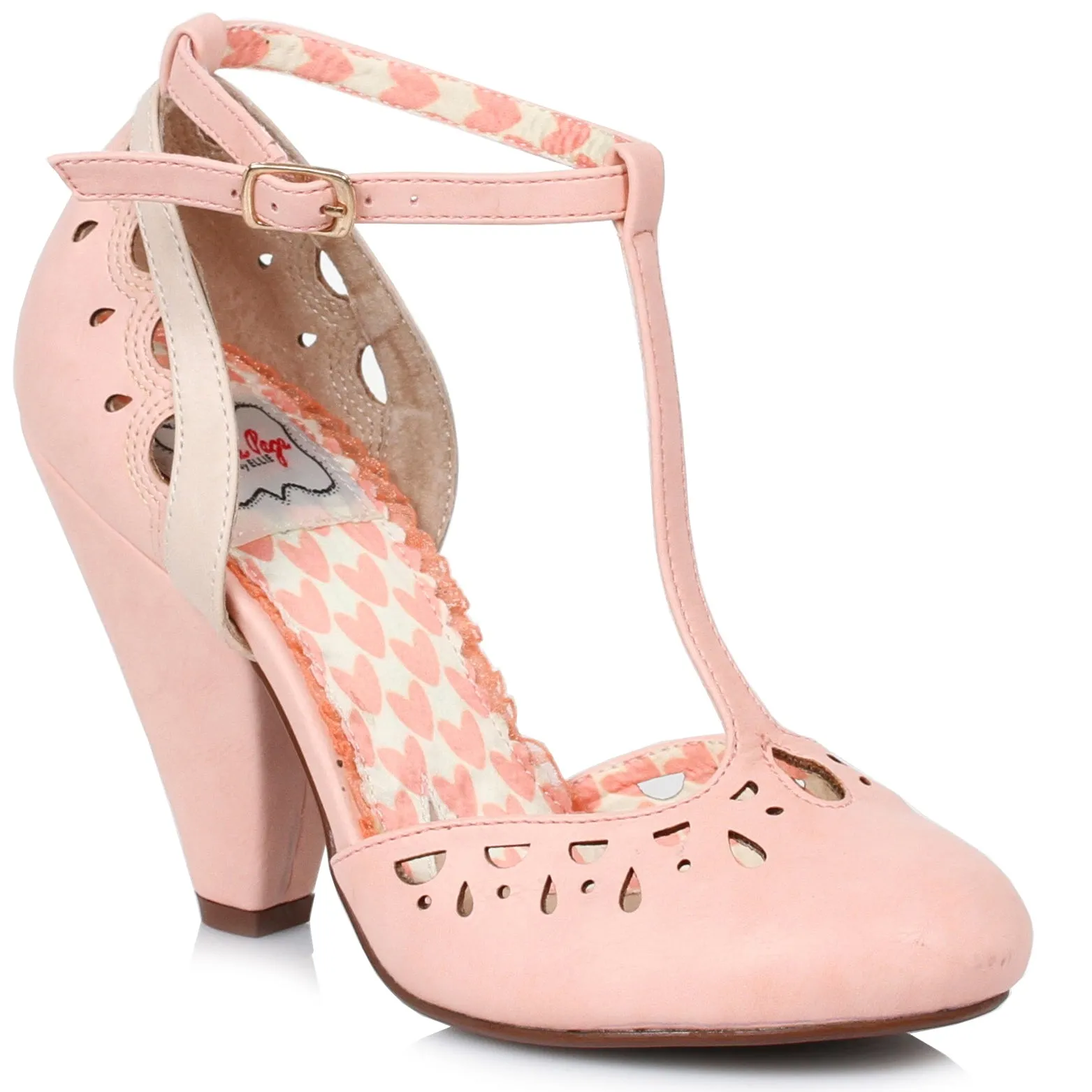 BP403-ELSIE 4" T Strap Closed Toe Cut Out Heel