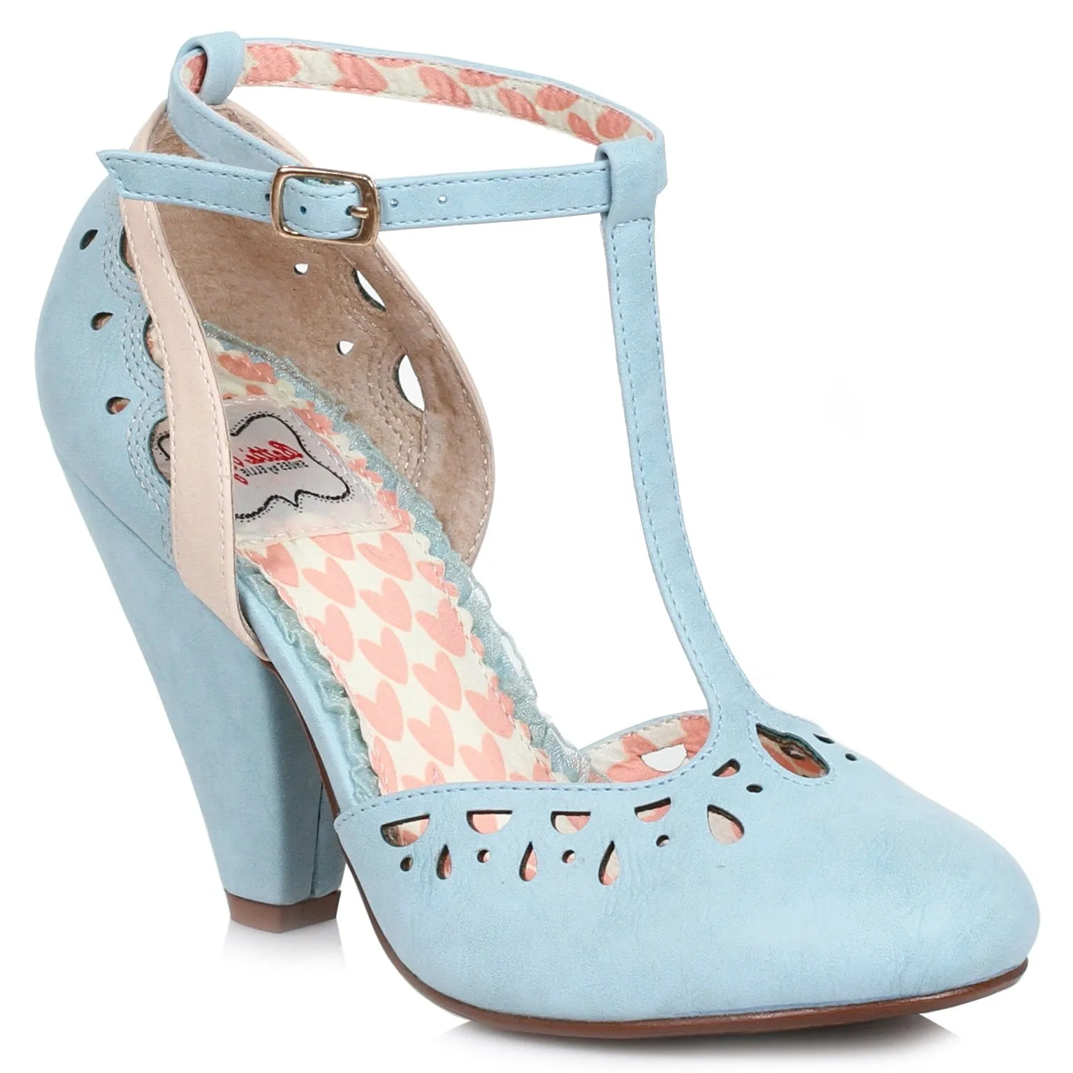 BP403-ELSIE 4" T Strap Closed Toe Cut Out Heel
