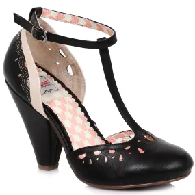 BP403-ELSIE 4" T Strap Closed Toe Cut Out Heel