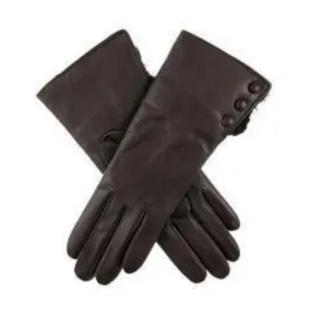 DENTS Sophie Womens Leather Gloves w Rabbit Fur Cuffs Wool Lined Ladies  - Mocca