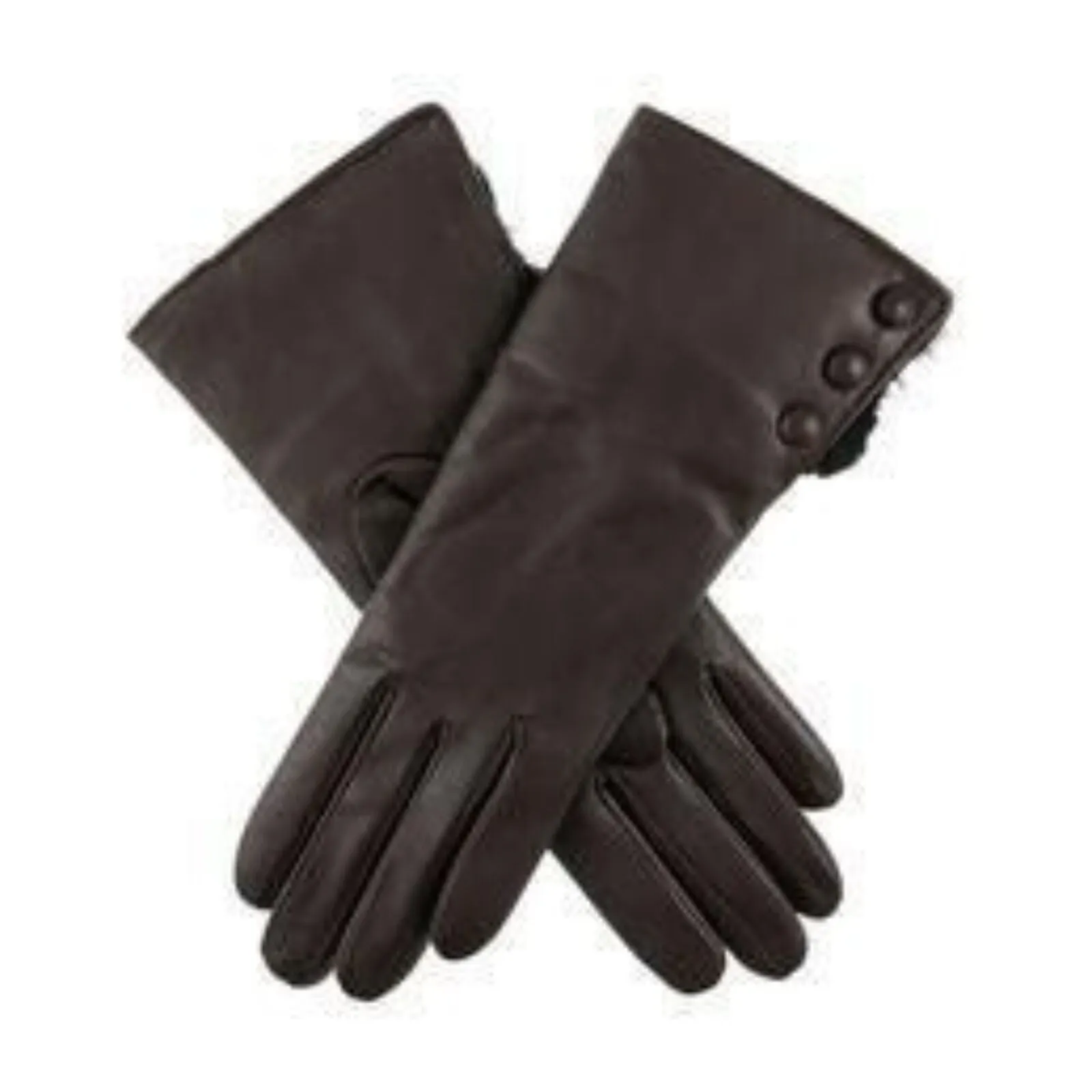 DENTS Sophie Womens Leather Gloves w Rabbit Fur Cuffs Wool Lined Ladies  - Mocca
