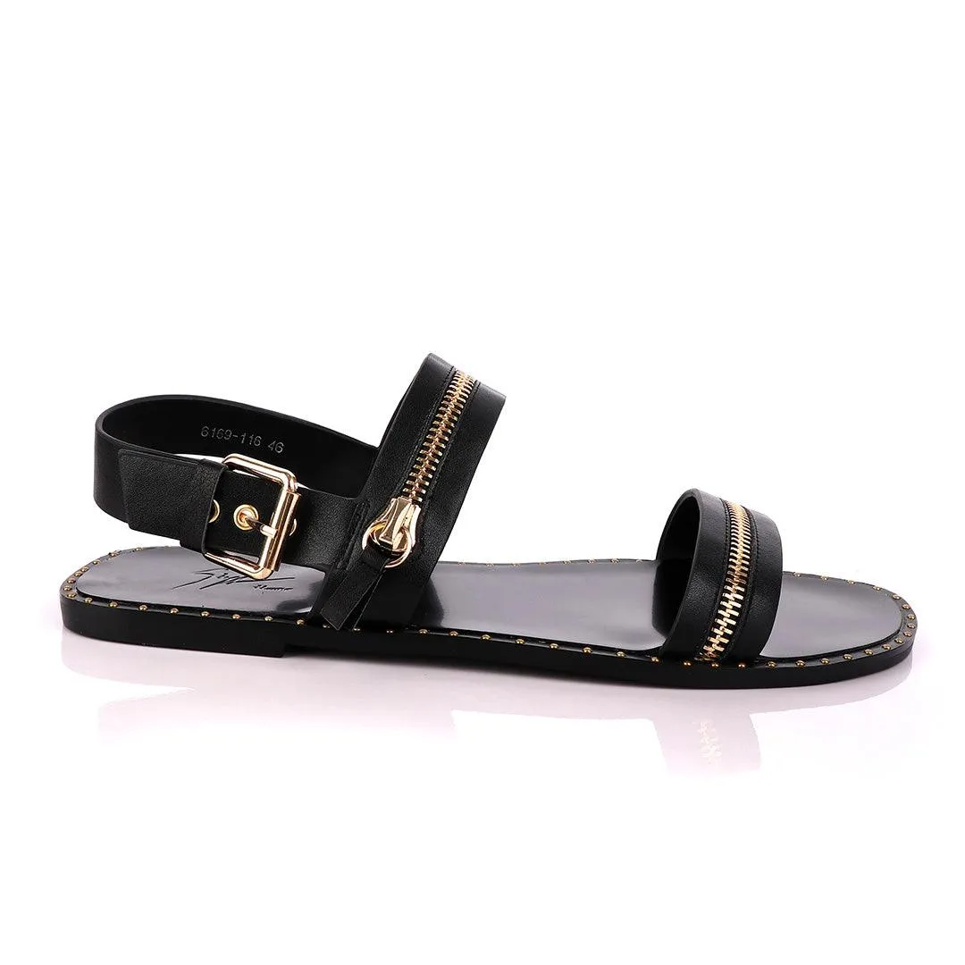 Giuseppe Zanotti Zip Strap Black Sandal