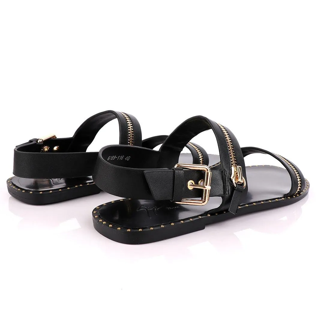 Giuseppe Zanotti Zip Strap Black Sandal